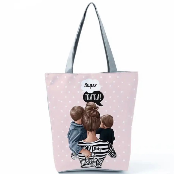 “SUPER MAMA! MOM OF BOYS” TOTE - Picture 1 of 1